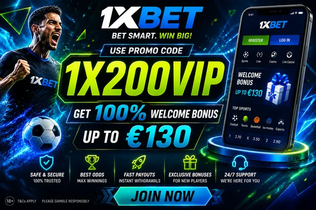 1xBet Sign Up Promo Code: 1X200VIP | €130 Signup Deal